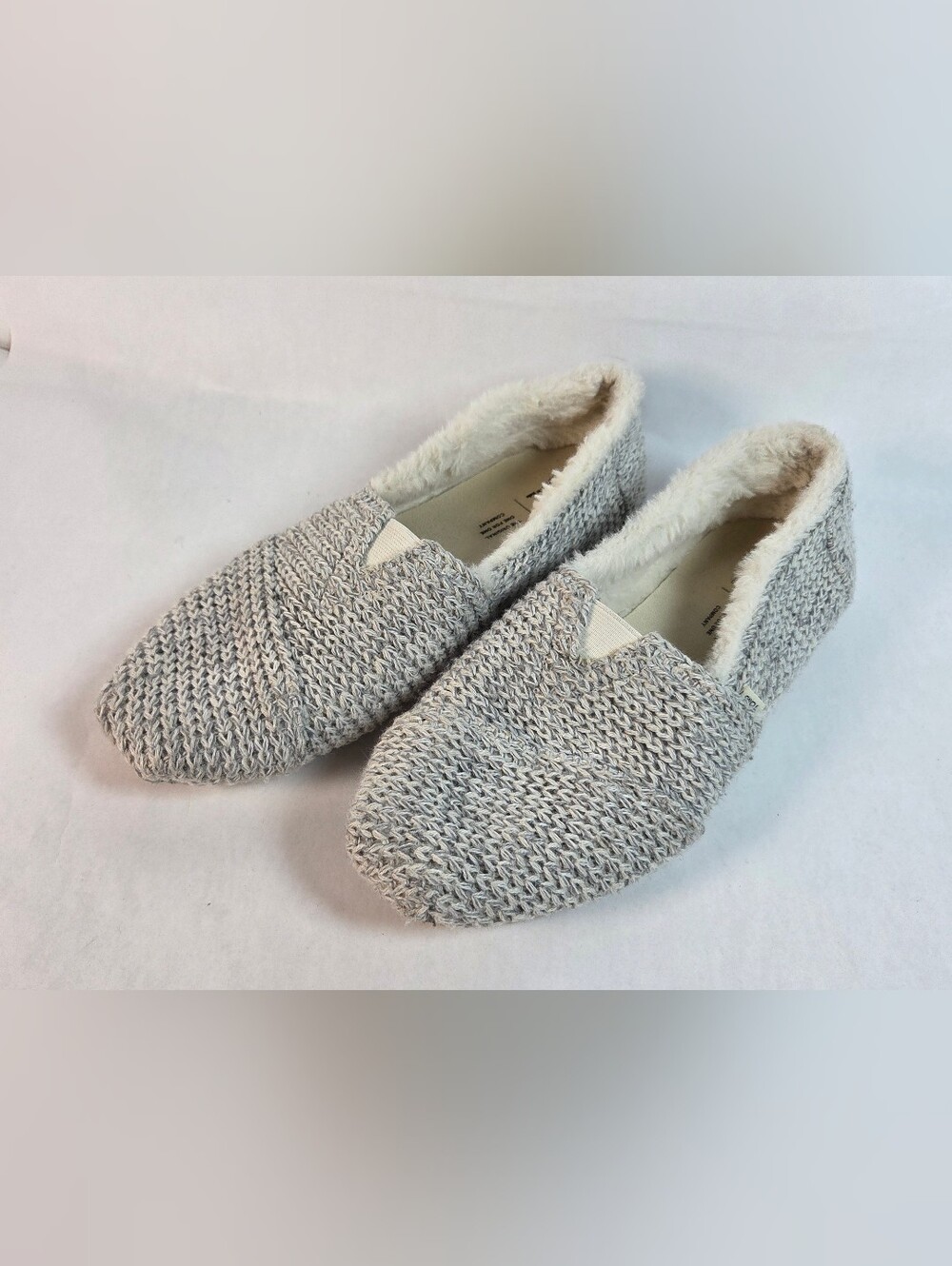 Toms Knit Slip-On Slippers - Cream and Light Gray